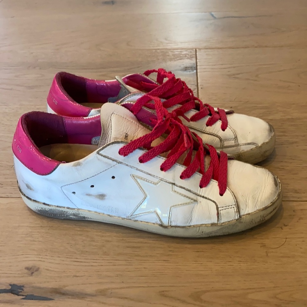 Hot Pink/White Golden Goose Superstar Sneakers